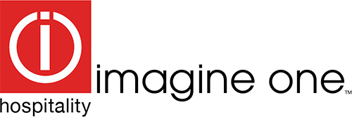 imagine one hospitality logo red square black text