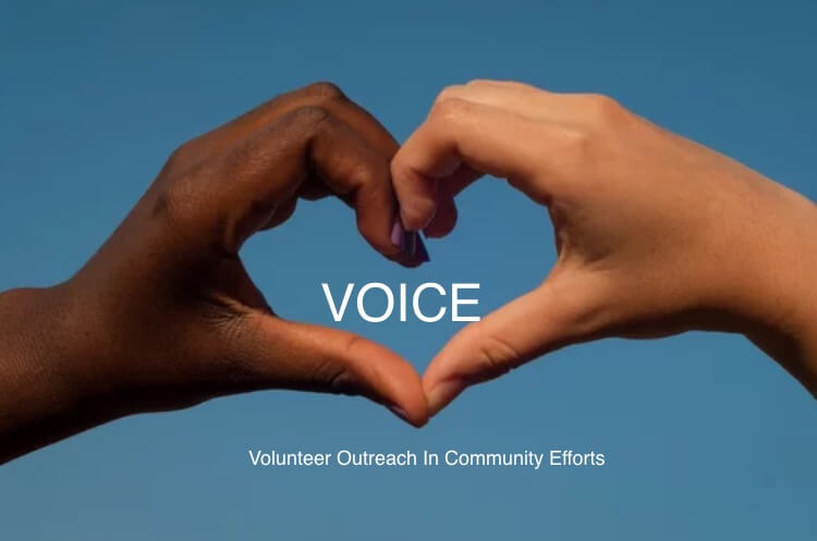 voice volunteer outreach in community efforts diverse love heart hands logo